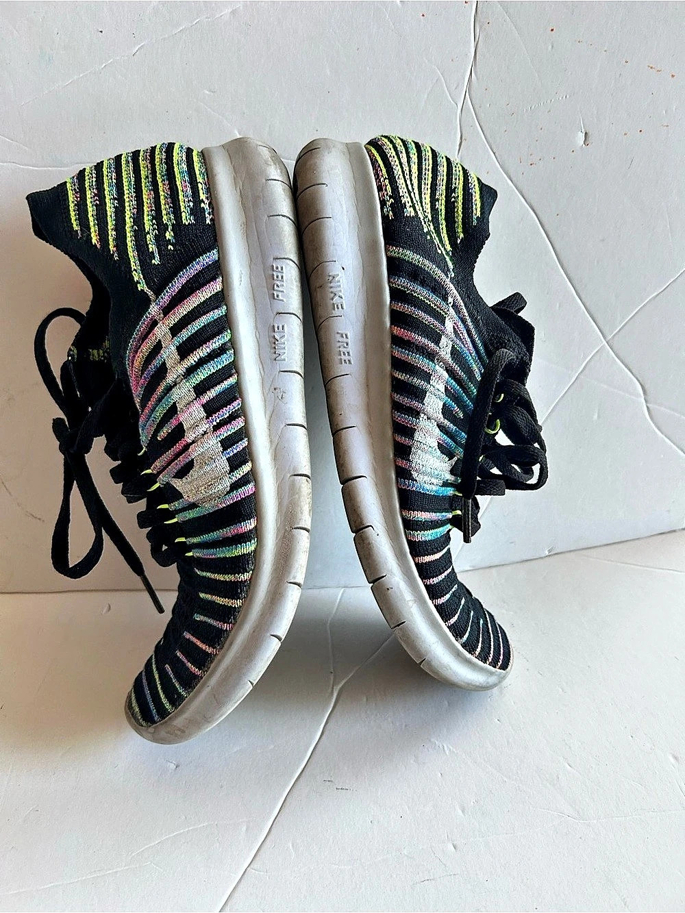 Nike Free RN Flyknit Sneakers Black & Green US 6.5